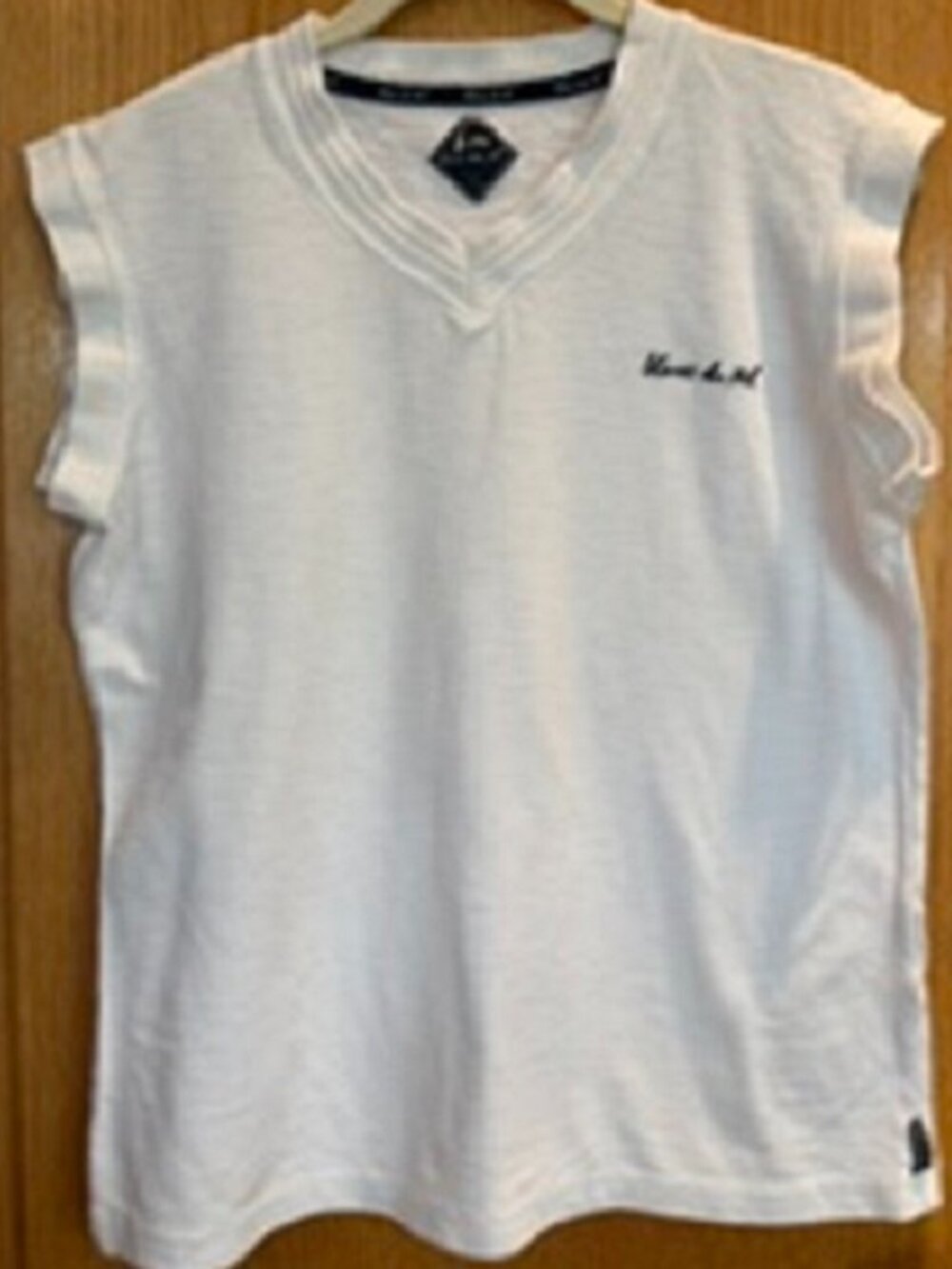 Unisex Blanc du Nil Top 100% Cotton Knit T-Shirt Pull On Sleeveless White Sz: S